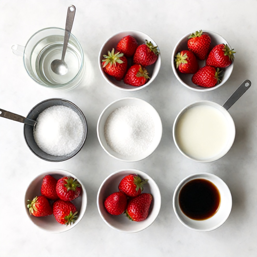 Raw ingredients for Korean strawberry milk