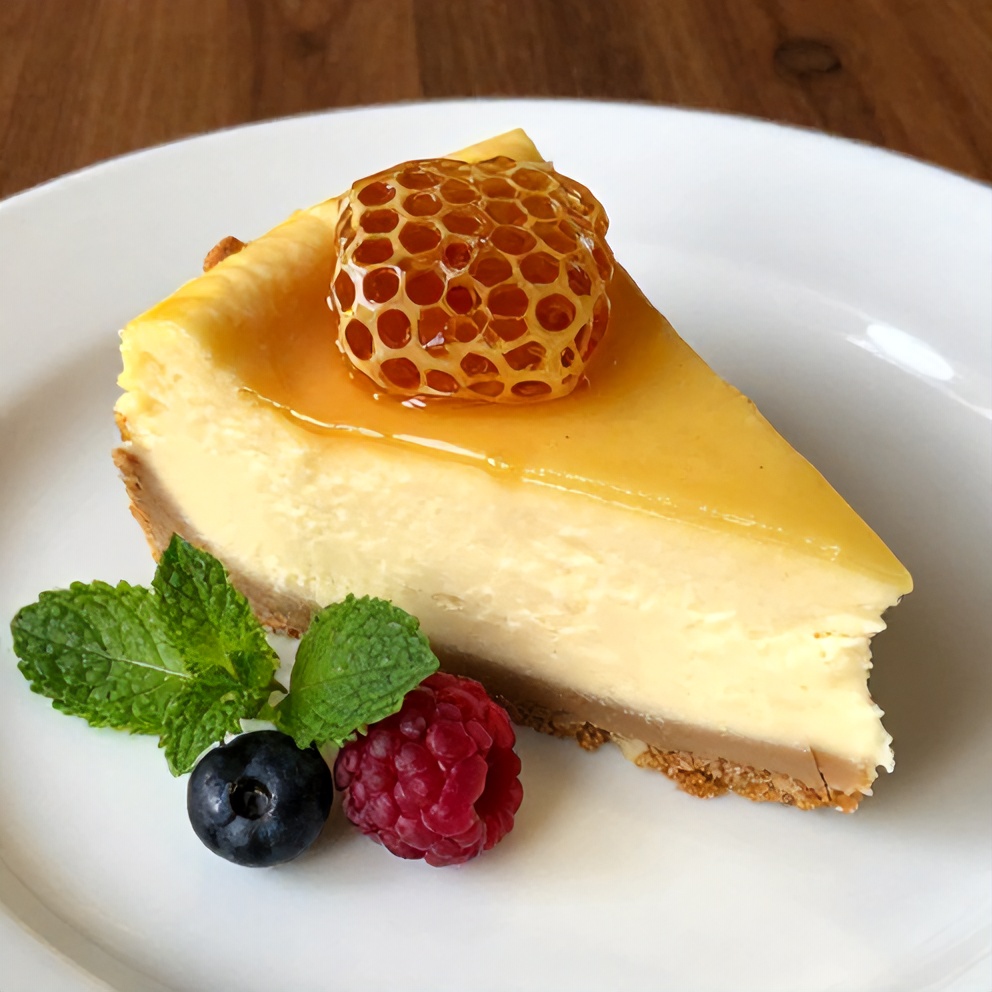Lemon Lavender Cheesecake with Honeycomb Topping