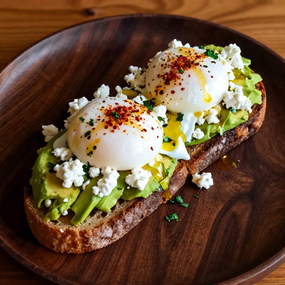 Mediterranean Avocado Toast with Poached Egg and Feta
