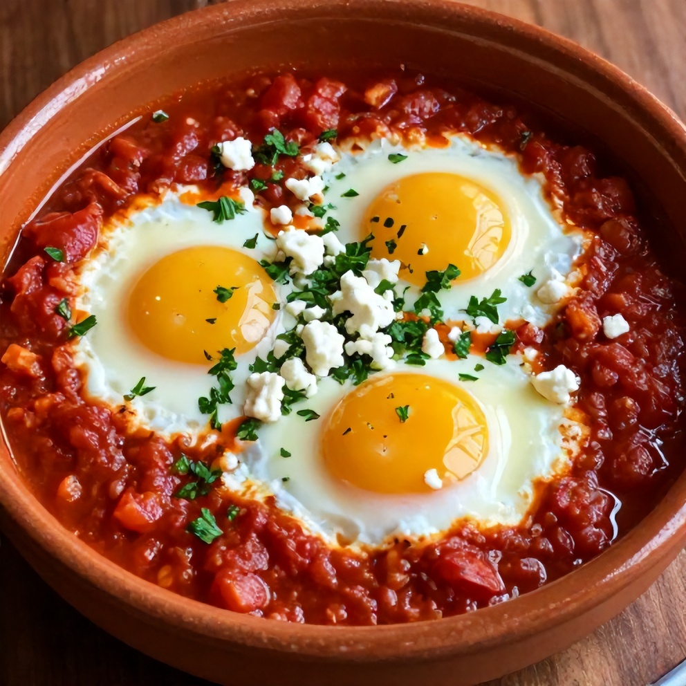 Plated Mediterranean Baked Eggs