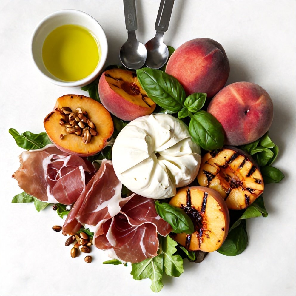 Mediterranean Grilled Peach and Prosciutto Salad Ingredients