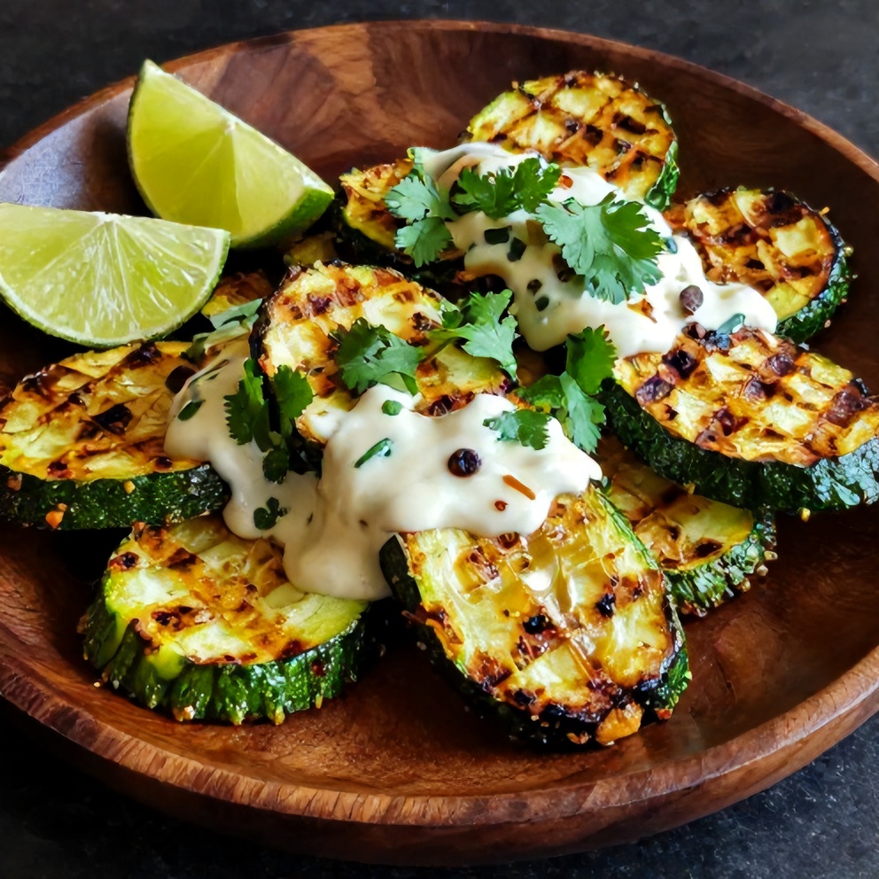 Crispy Mexican Street Corn Style Grilled Zucchini Served