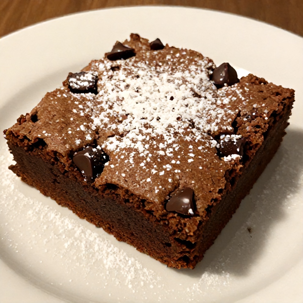 Plated banana bread brownies with chocolate chips