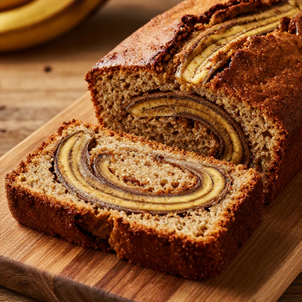 Sliced moist banana bread