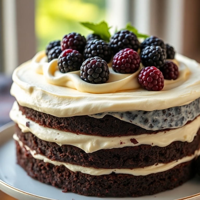 Moist Blackberry Chocolate Cake