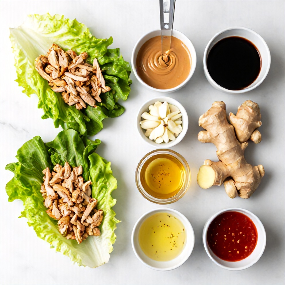 Raw ingredients for chicken lettuce wraps