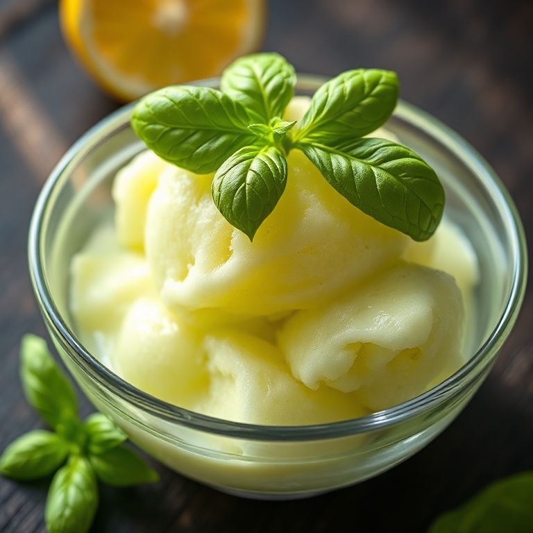 Refreshing Lemon Basil Sorbet