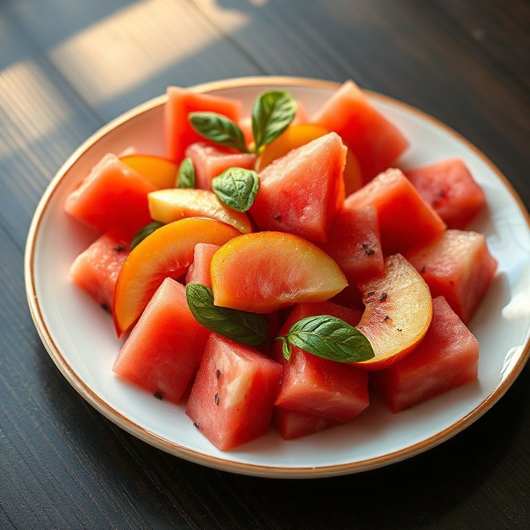 Refreshing Peach Watermelon Salad