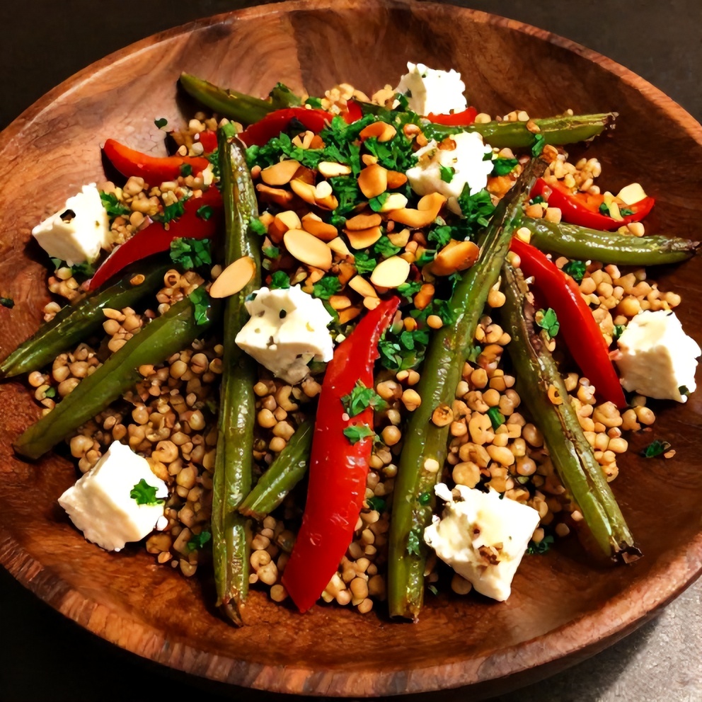 Plated Roasted Green Bean Quinoa Salad