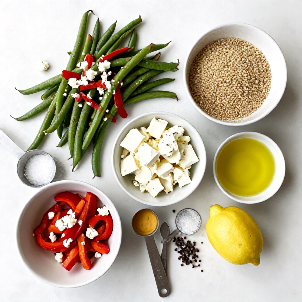 Raw Ingredients for Roasted Green Bean Quinoa Salad