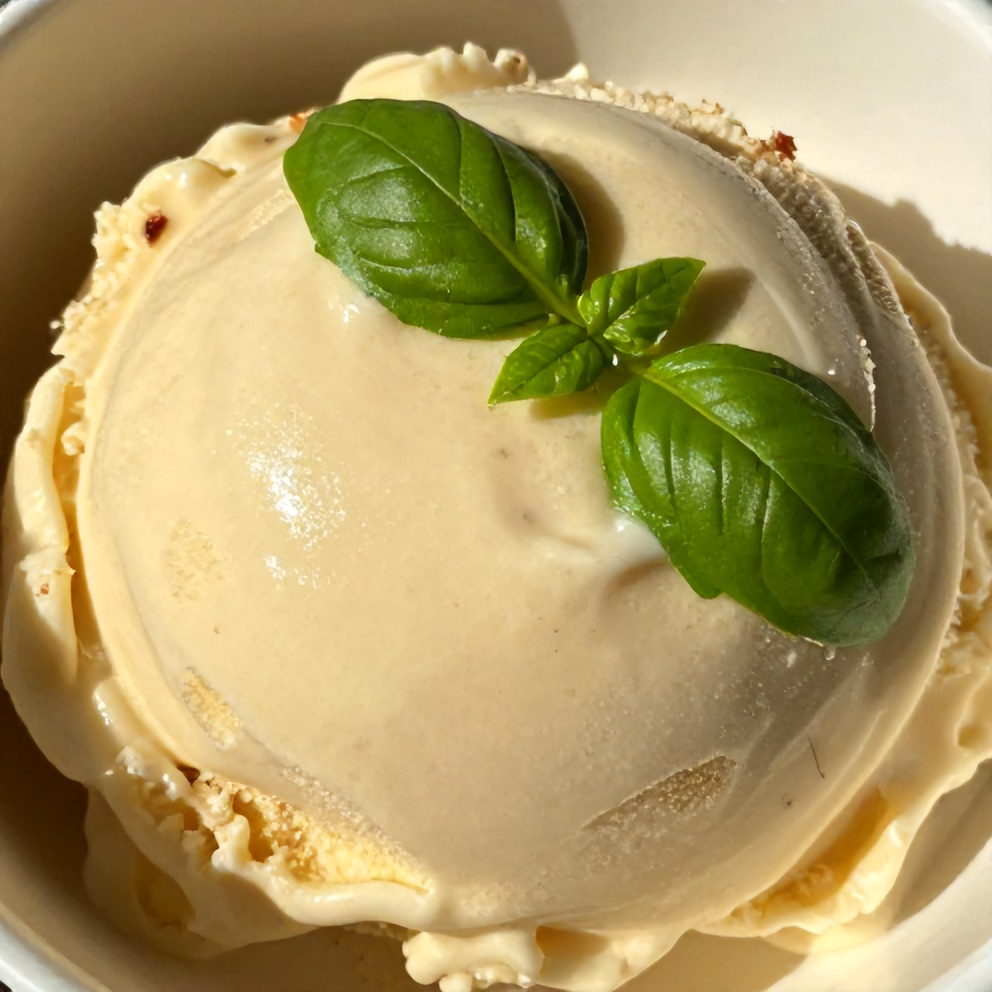 Roasted Strawberry Basil Ice Cream