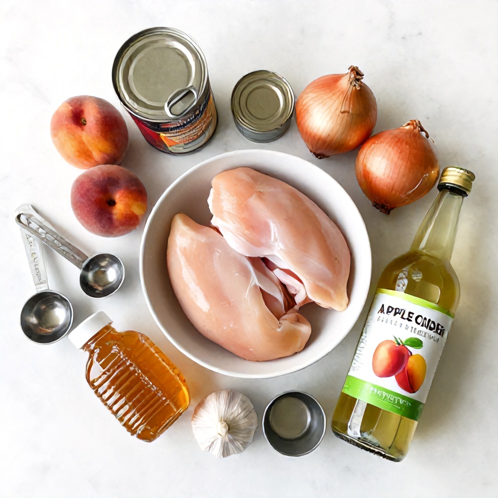 Raw ingredients for Spicy Jalapeño Peach Chicken