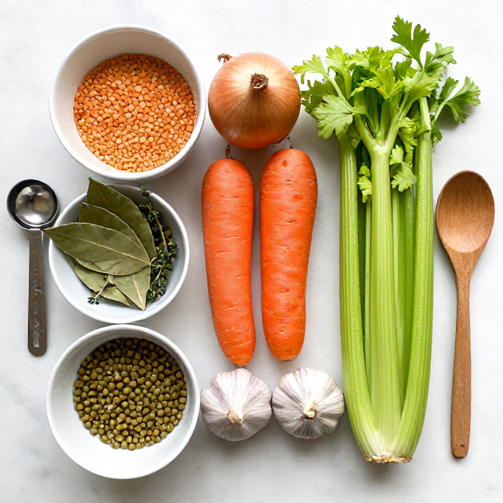 Split Pea Soup ingredients laid out