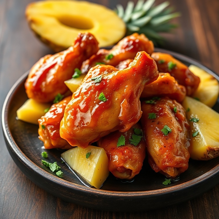 Sticky Pineapple Teriyaki Chicken Wings