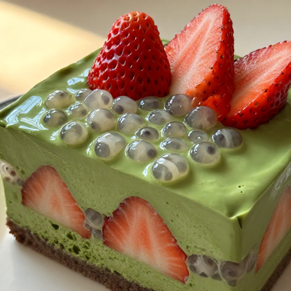 Strawberry Matcha Sago Dessert