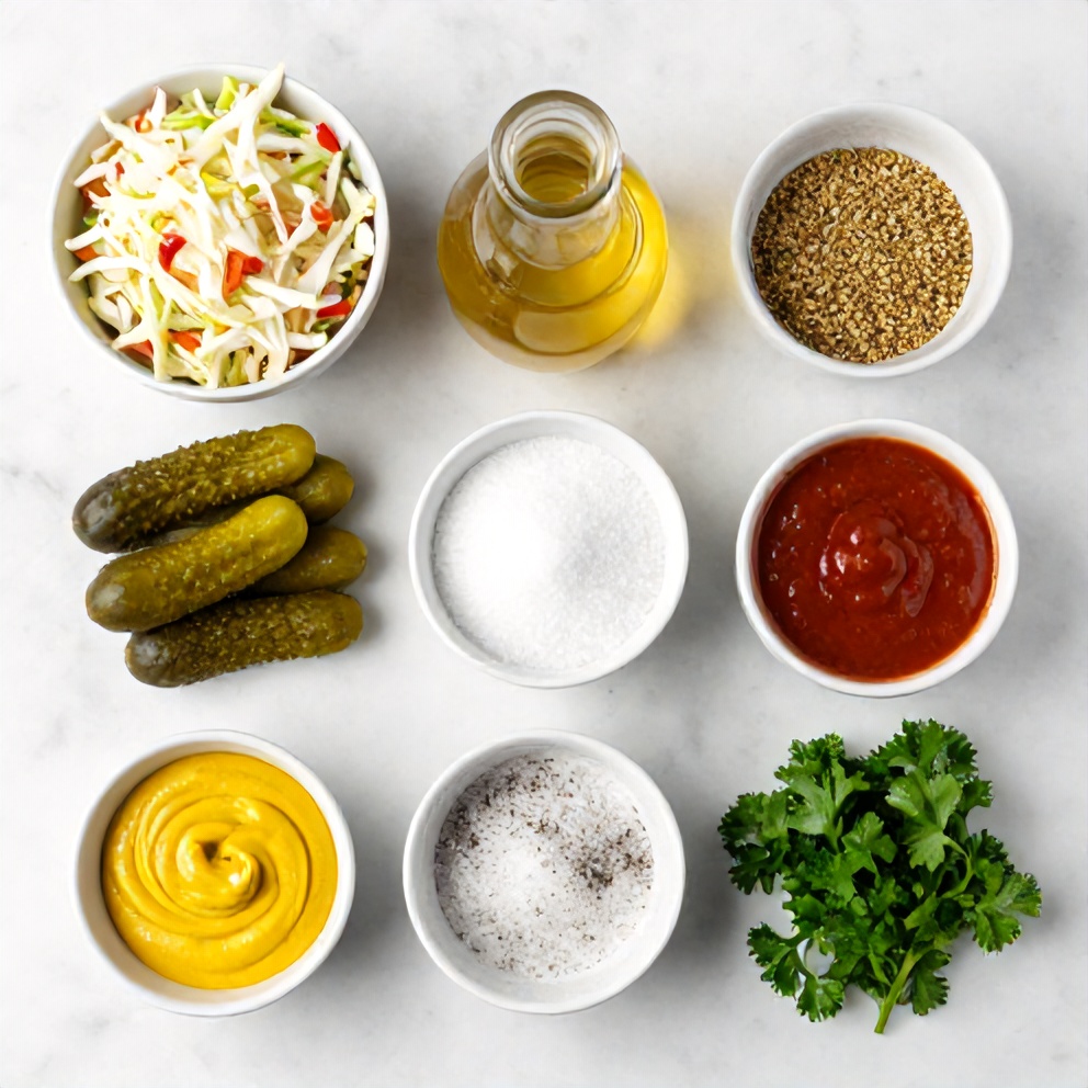 Raw ingredients for Sweet and Spicy Pickle Slaw