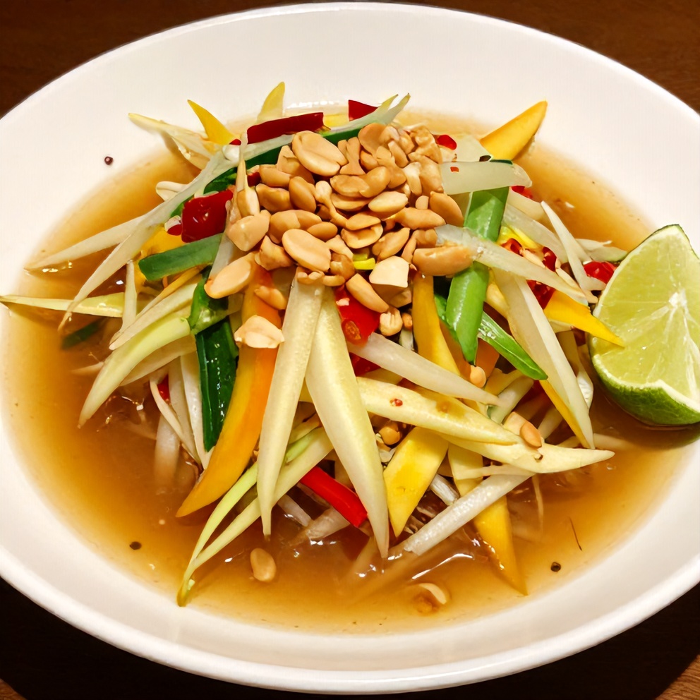 Thai Mango Green Papaya Salad with Chili Lime Dressing
