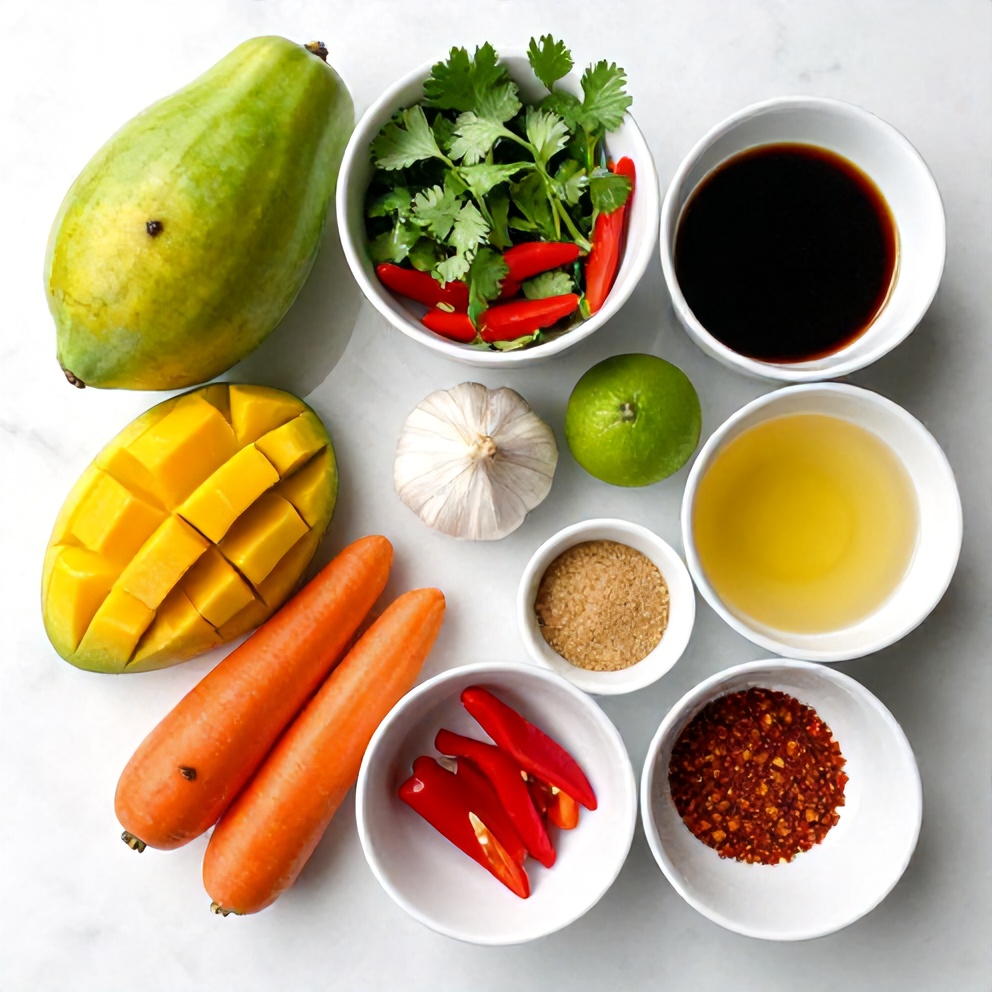 Thai Mango Green Papaya Salad Ingredients