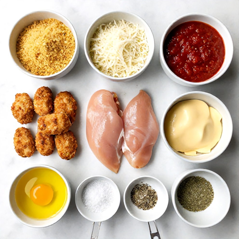 Raw Ingredients for Air Fryer Chicken Parmesan Bites
