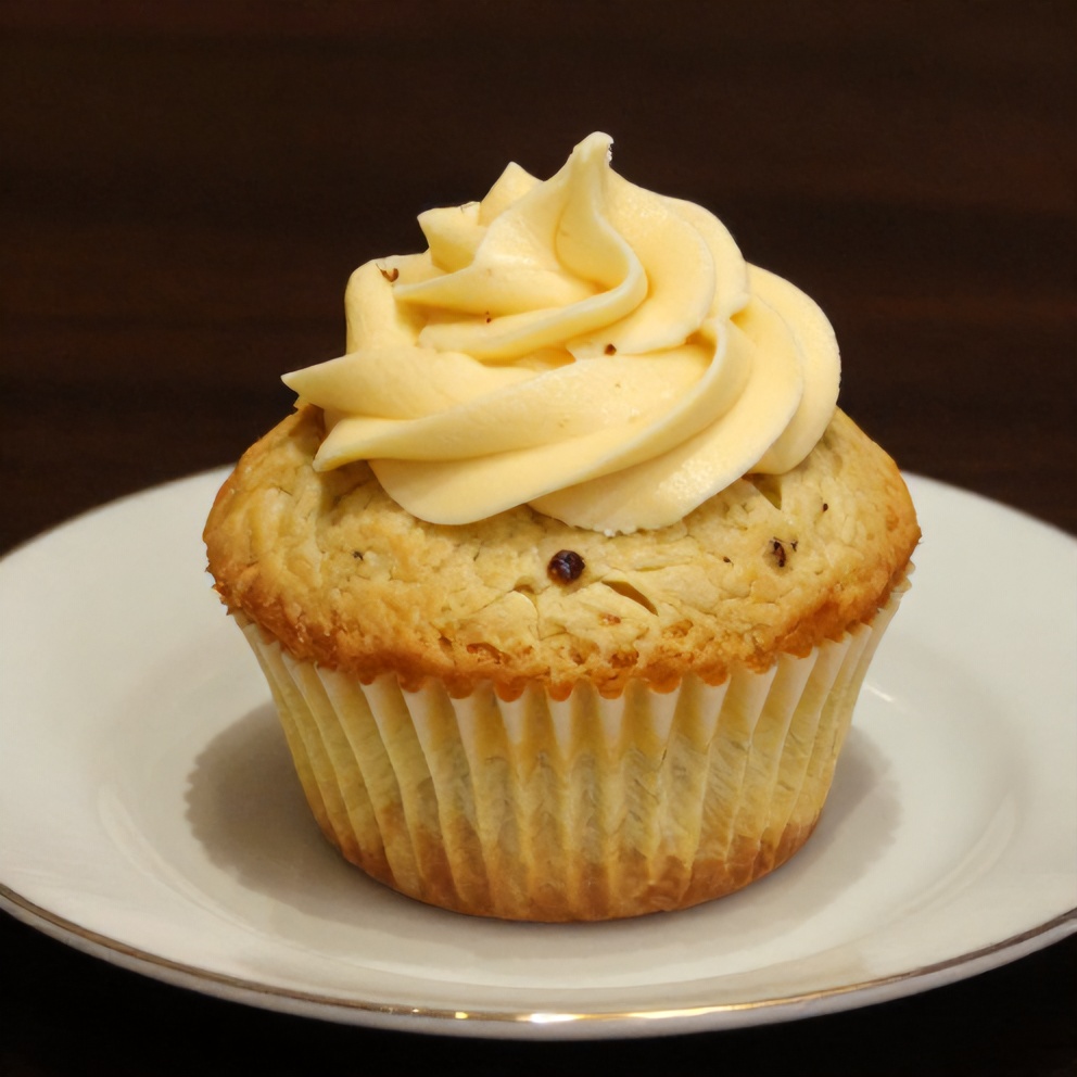 Plated Banana Cream Cheese Muffins with cream cheese swirls