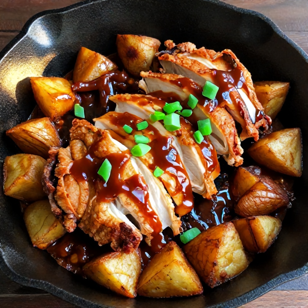 BBQ chicken and potato skillet
