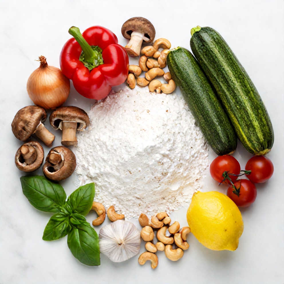 Raw Ingredients for Vegan Mushroom Ravioli
