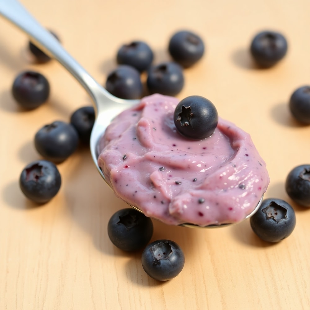 Blueberry butter on a spoon