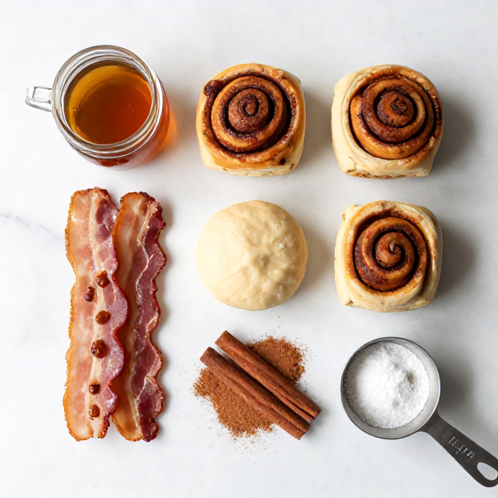 Raw ingredients for Bourbon Maple Bacon Cinnamon Rolls