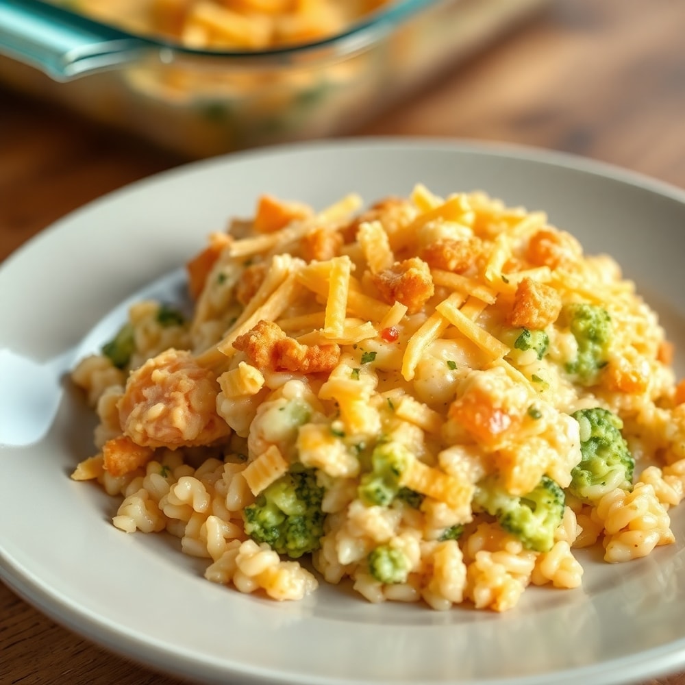 Chicken Broccoli Rice Casserole Ready to Serve