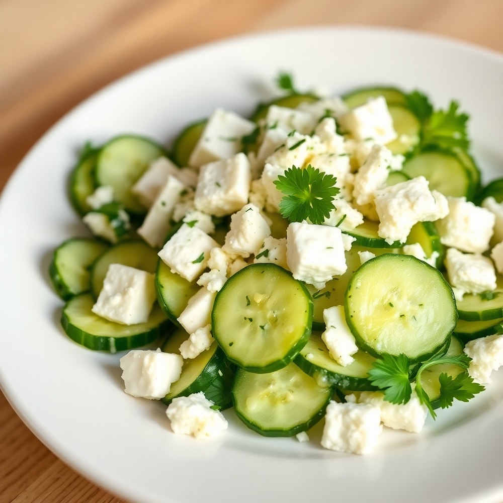 Plated Classic Cucumber Feta Salad