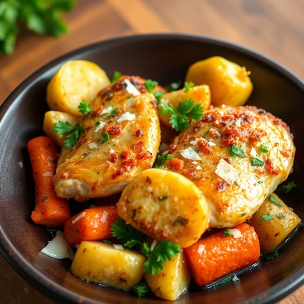 Crockpot Garlic Herb Chicken & Veggies Final Dish
