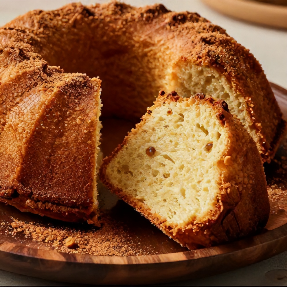 Sliced Snickerdoodle Bundt Cake on a plate
