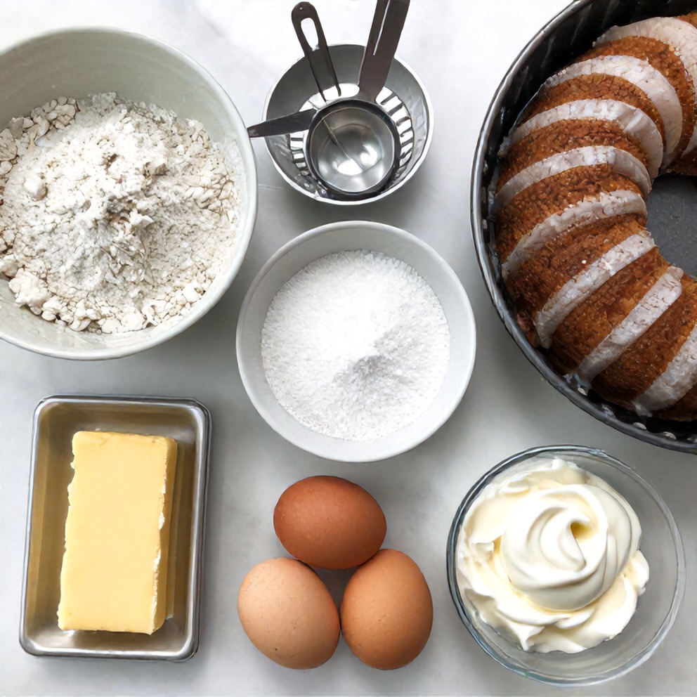 Raw ingredients for Snickerdoodle Bundt Cake