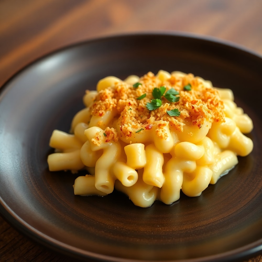 Plated Creamy Baked Macaroni and Cheese