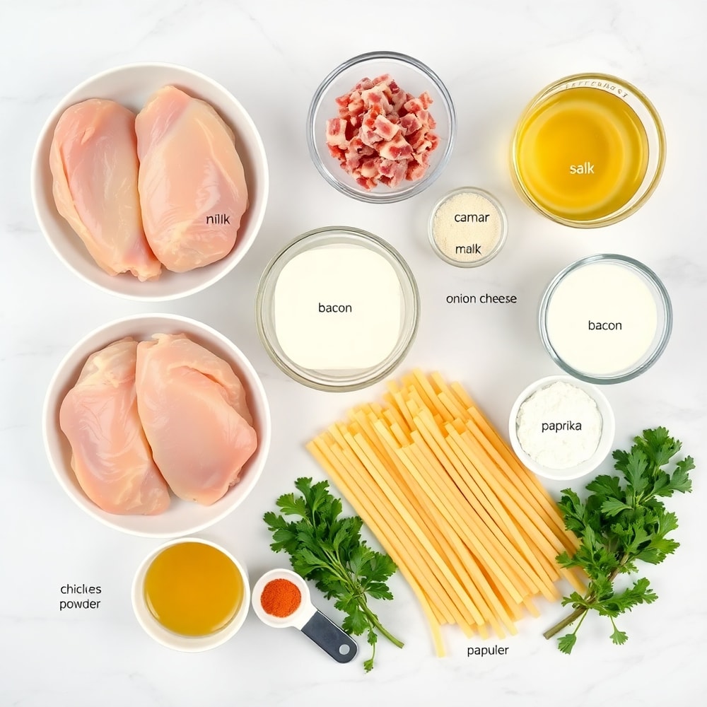 Raw ingredients for creamy crack chicken pasta