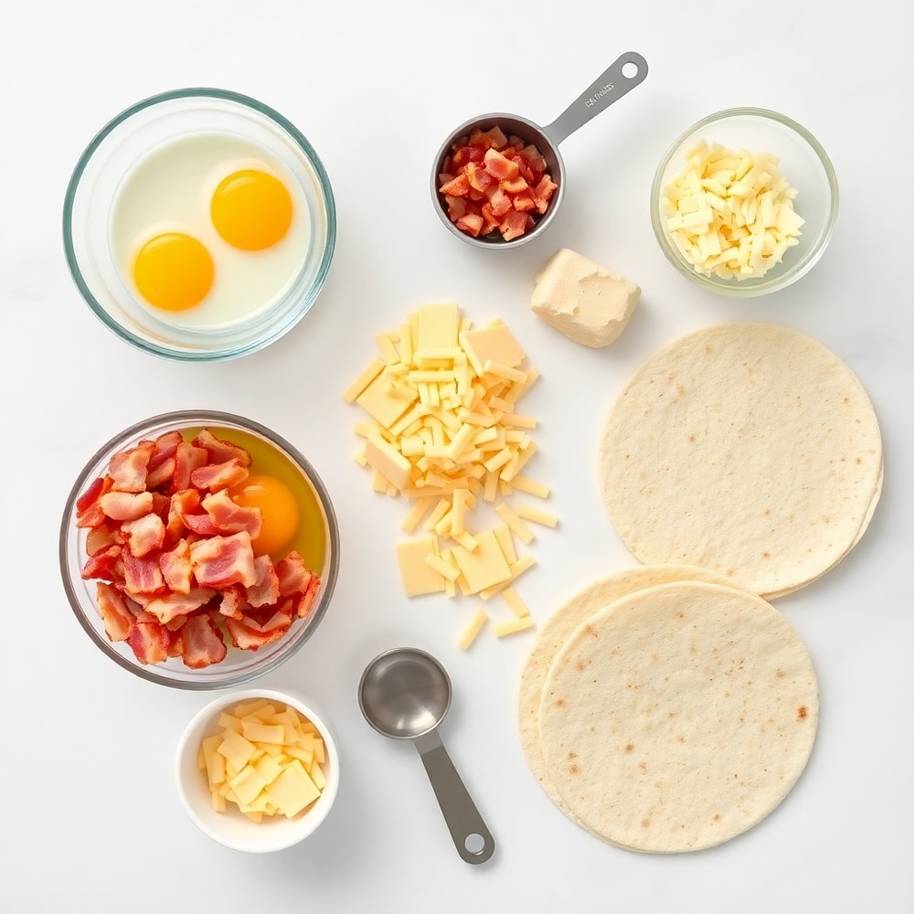 Bacon Egg and Cheese Breakfast Quesadillas Ingredients