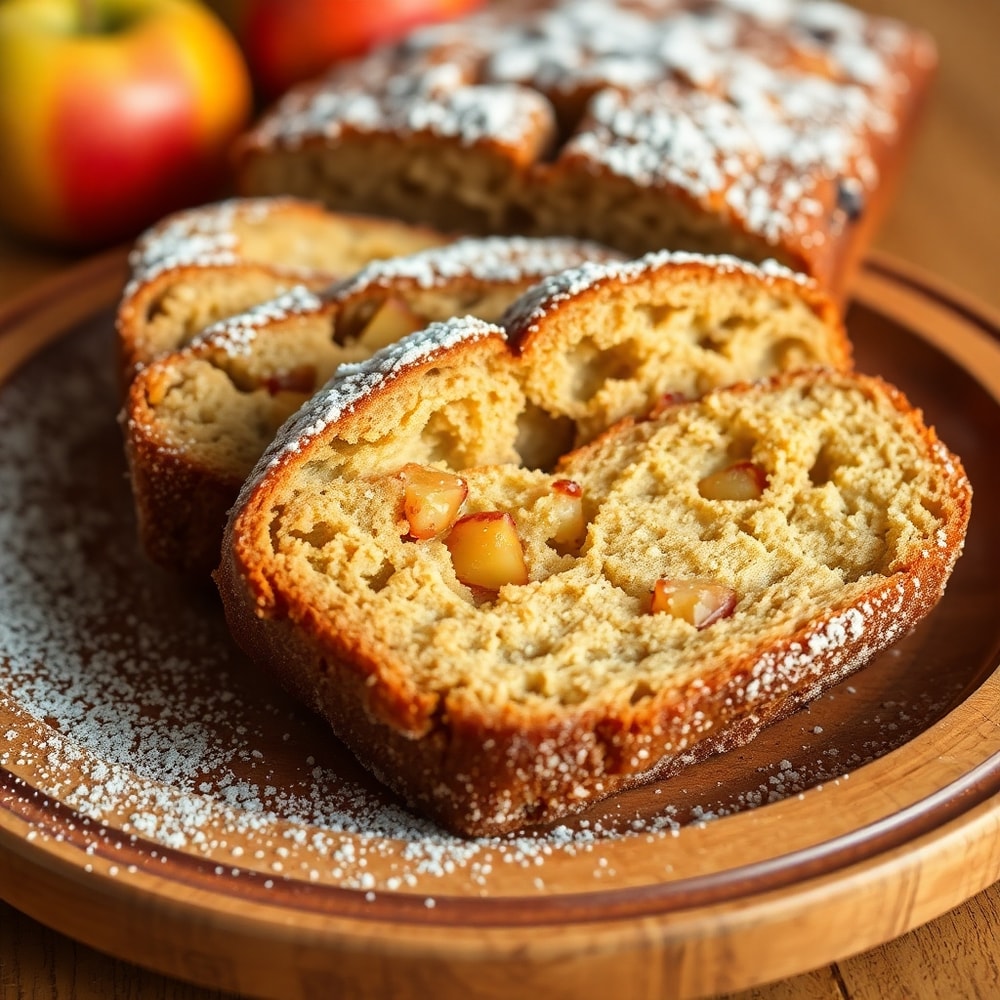 Sliced Cinnamon Apple Bread on a plate