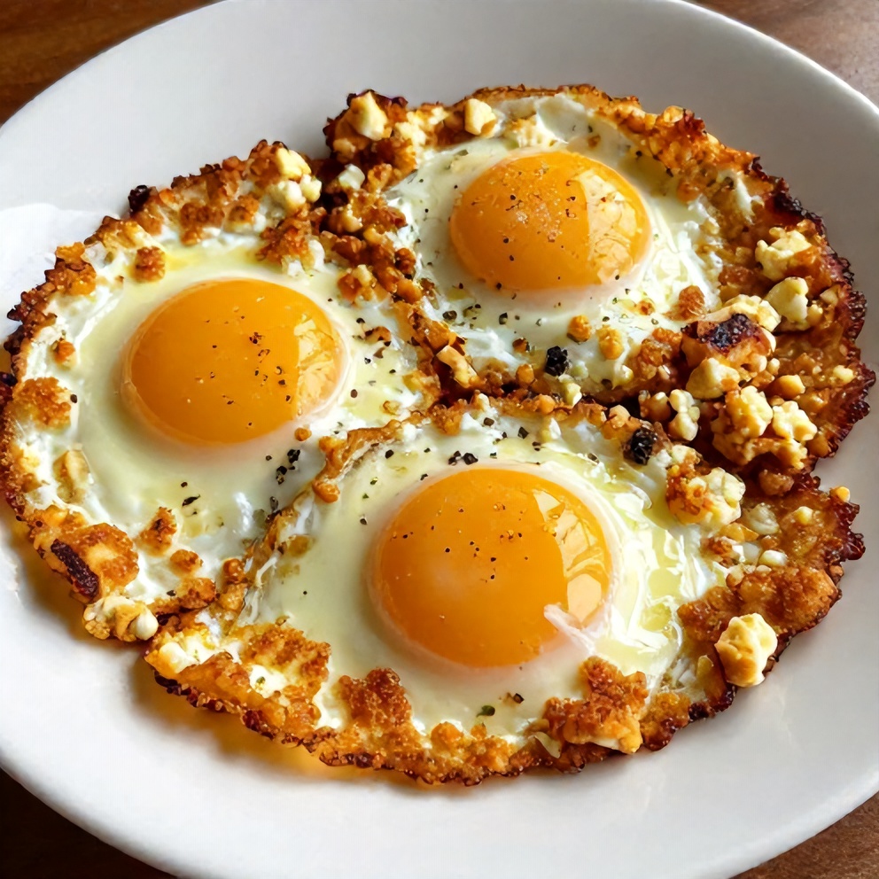 Crispy Feta Fried Eggs plated
