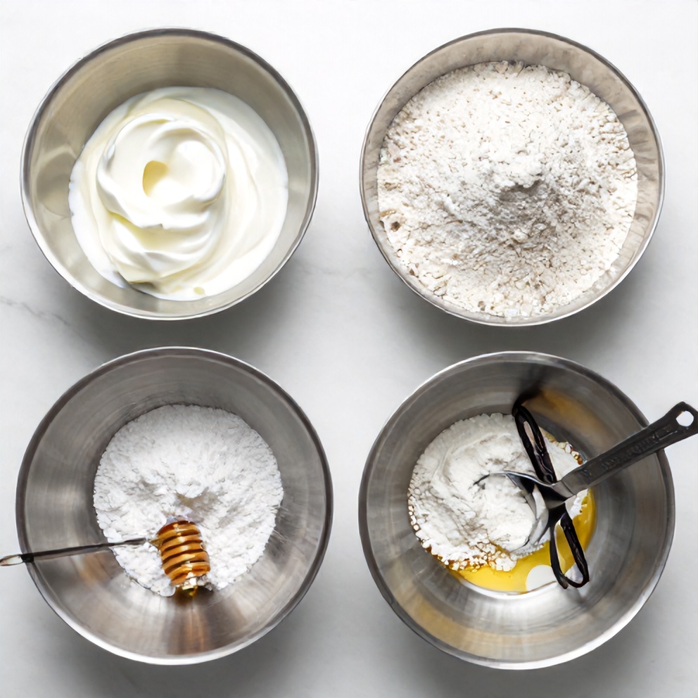 Raw ingredients for Greek Yogurt Pancakes
