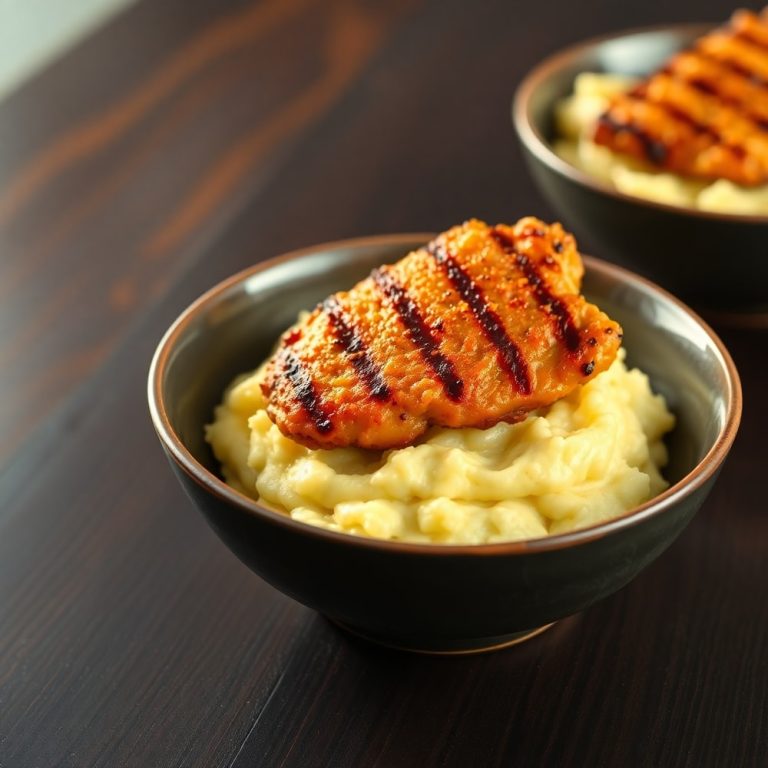 Crispy Grilled Chicken Mashed Potato Bowls