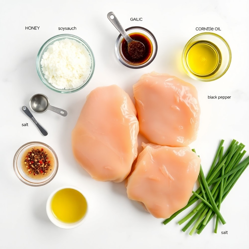 Raw ingredients for Crispy Honey Garlic Chicken