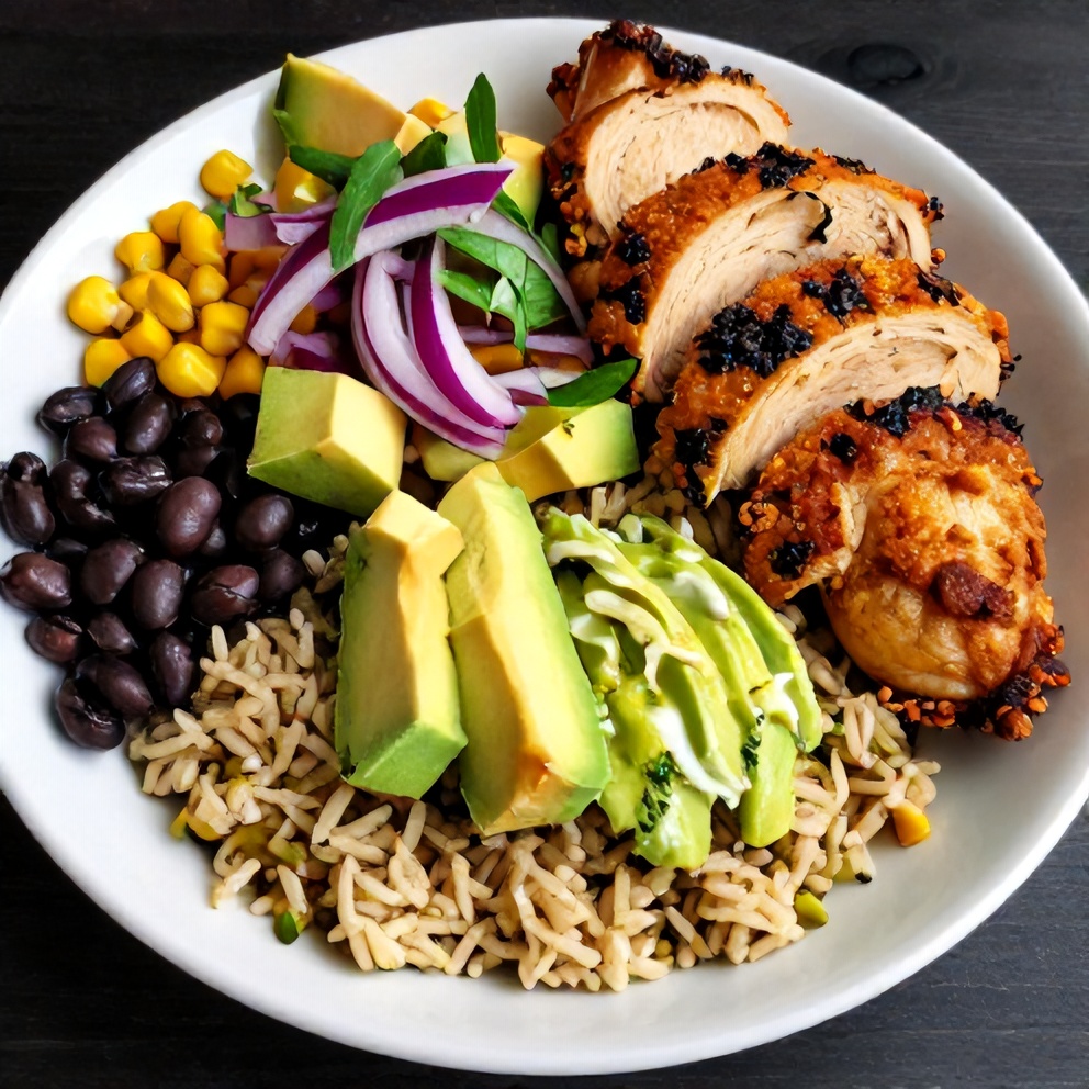 Honey Lime Chicken and Avocado Rice Bowl