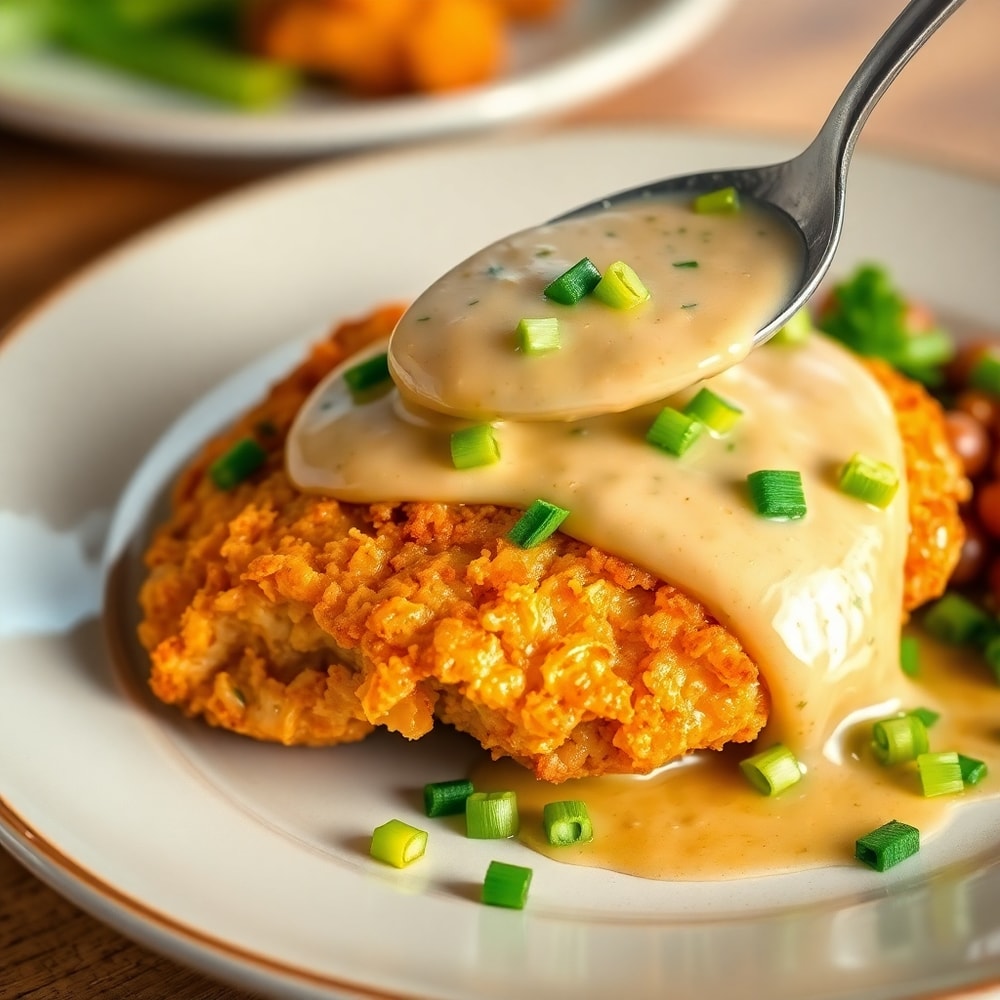 Plated Smothered Chicken with green onions