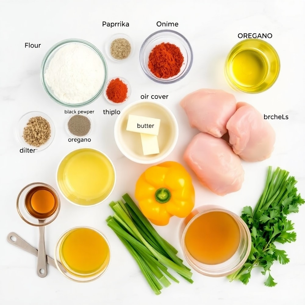 Raw ingredients for Smothered Chicken