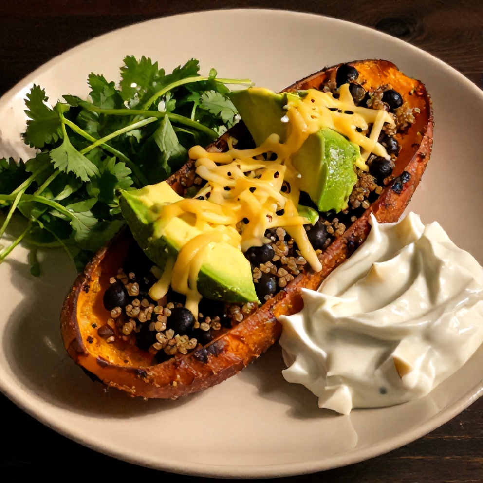 Crispy Sweet Potato Boats served on a plate with a side of mixed greens
