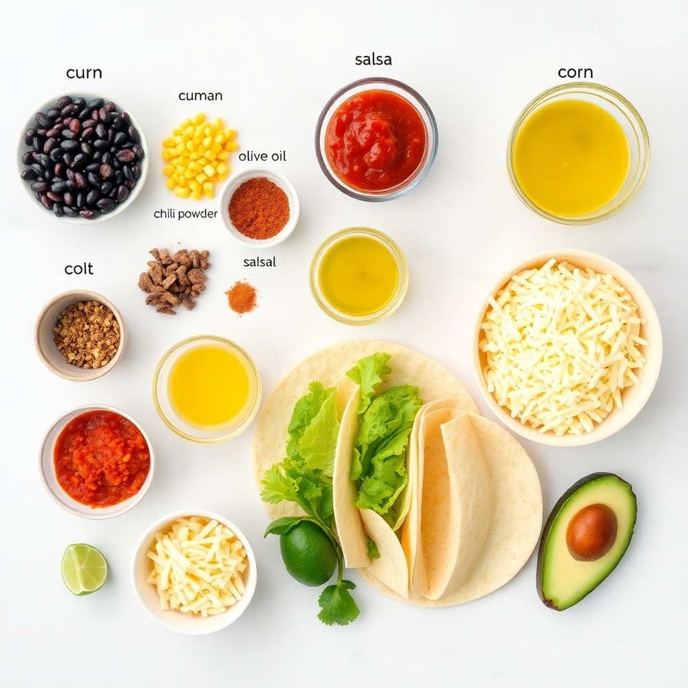 Raw ingredients for Vegan Taquitos laid out