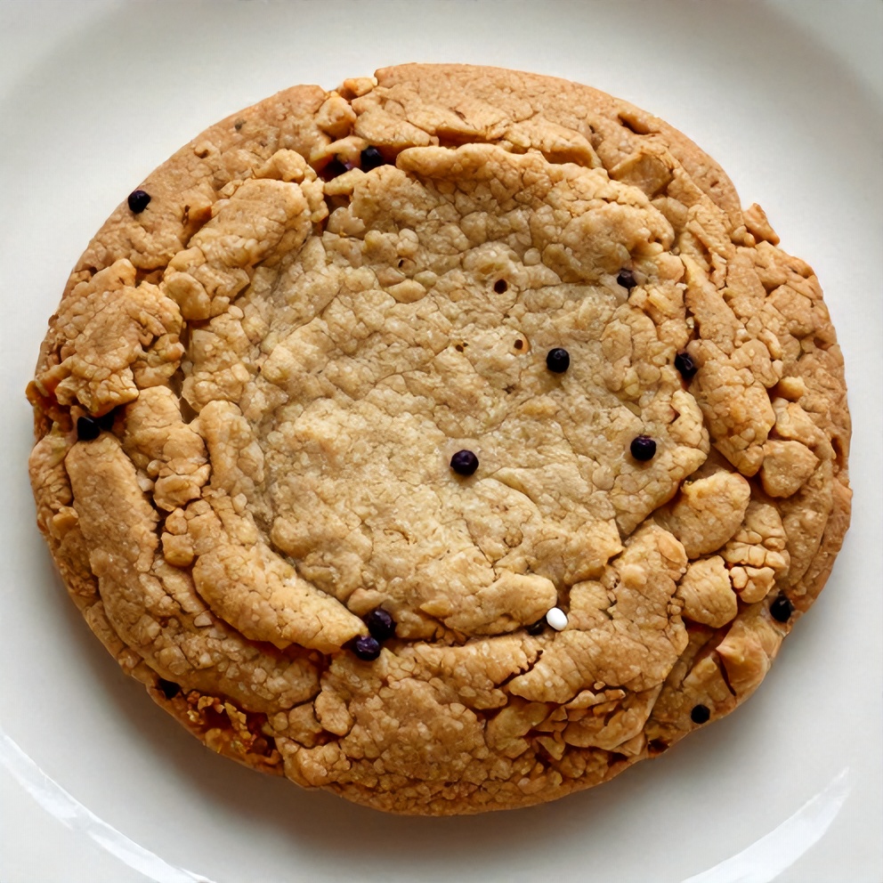 One perfect cornflake toffee cookie on a white plate