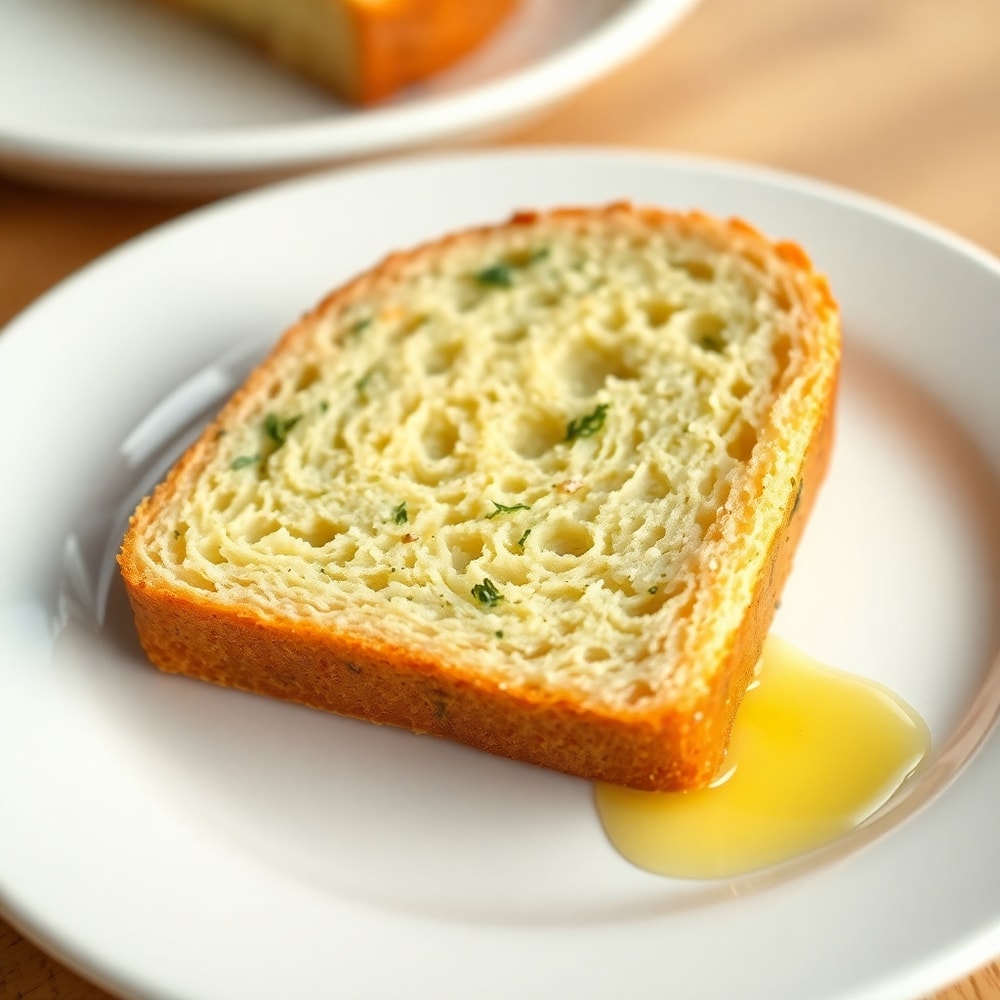 Slice of Dill Pickle Bread with melted butter