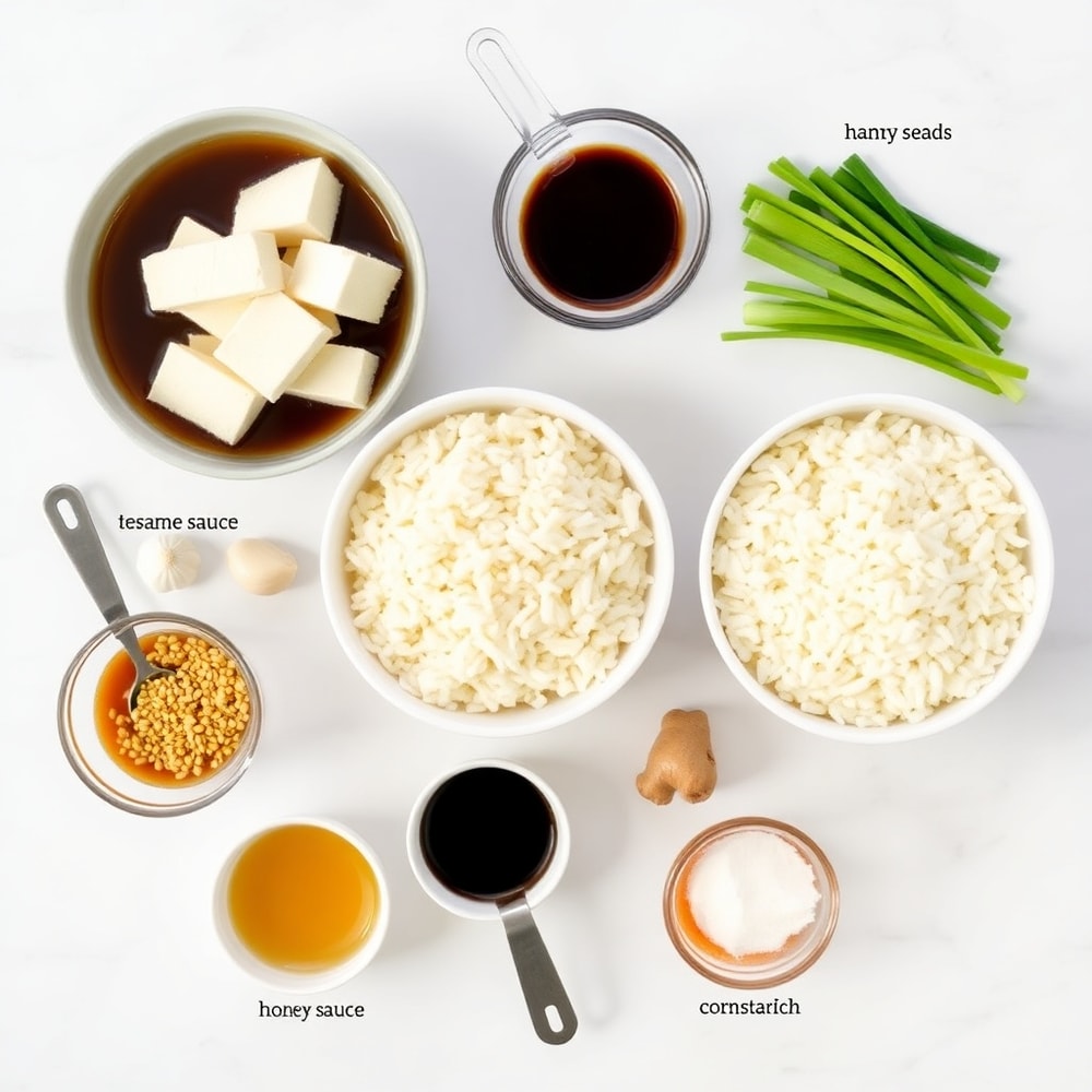 Raw Ingredients for Teriyaki Tofu Rice Casserole