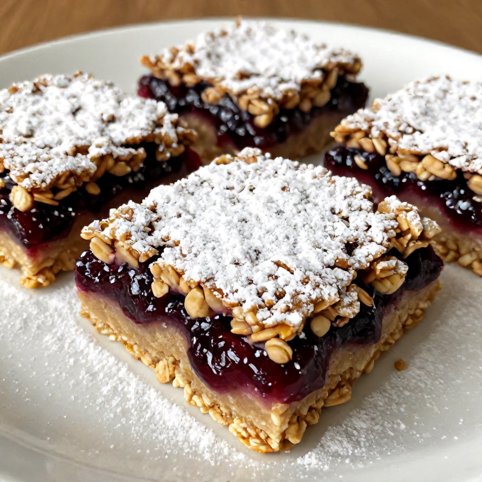 Easy Berry Oat Bars with Raspberry Preserves
